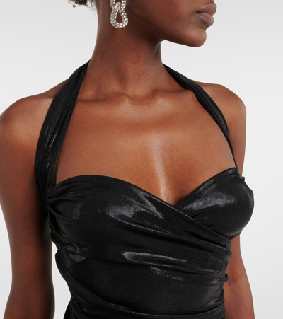 Shop Norma Kamali Cayla Ruched Lamé Minidress In Black
