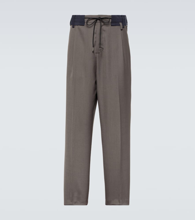 Sacai Cotton Tapered Trousers In Brown