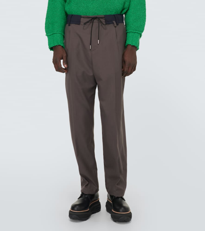 Sacai Cotton Tapered Trousers In Brown