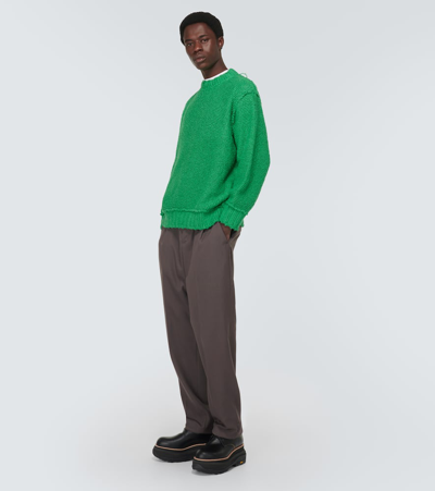 Sacai Cotton Tapered Trousers In Brown