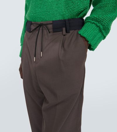 Sacai Cotton Tapered Trousers In Brown