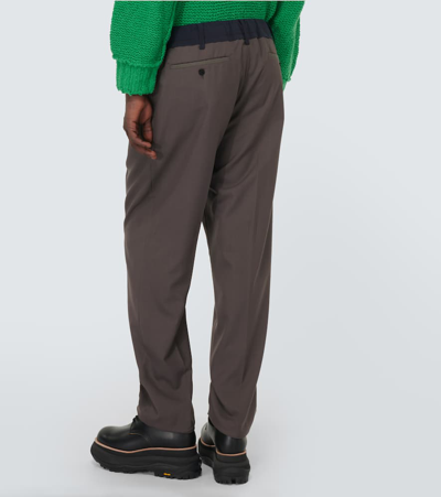 Sacai Cotton Tapered Trousers In Brown