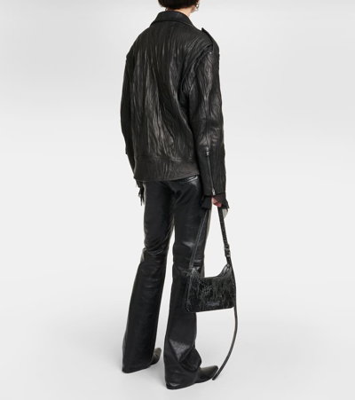 Acne Studios Oversized Leather Biker Jacket In Black