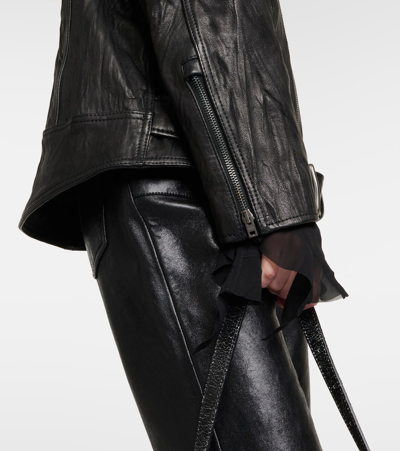 Acne Studios Oversized Leather Biker Jacket In Black