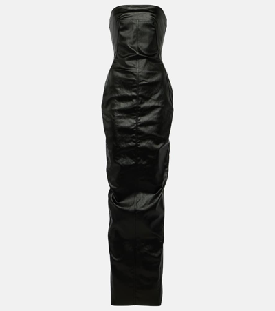 Shop Rick Owens Bustier-detail Denim Gown In Black