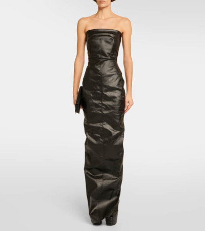 Shop Rick Owens Bustier-detail Denim Gown In Black