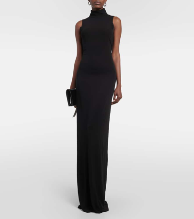 Shop Nili Lotan Reid Open-back Turtleneck Maxi Dress In Black