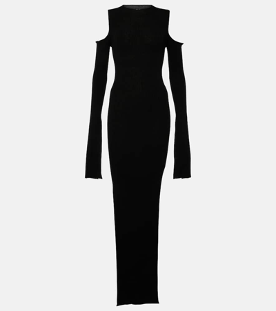 Shop Rick Owens Knitted Virgin Wool Maxi Dress In Black