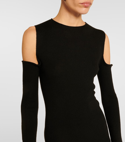 Shop Rick Owens Knitted Virgin Wool Maxi Dress In Black