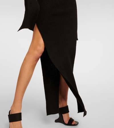 Shop Rick Owens Knitted Virgin Wool Maxi Dress In Black