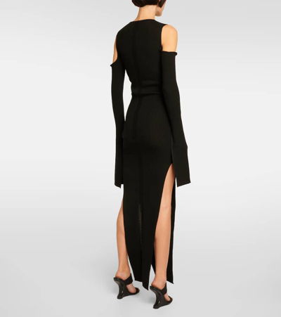 Shop Rick Owens Knitted Virgin Wool Maxi Dress In Black