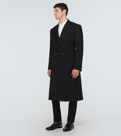 Shop Alexander Mcqueen Double-breasted Wool Coat In Black