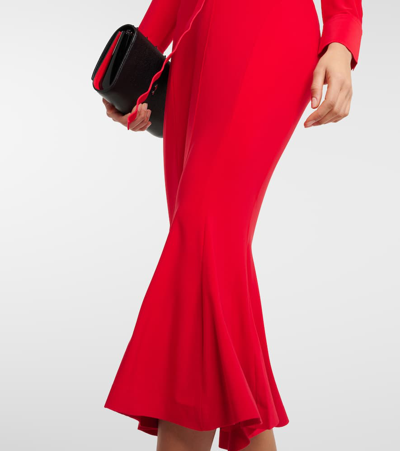 Shop Norma Kamali Off-shoulder Midi Dress In Red
