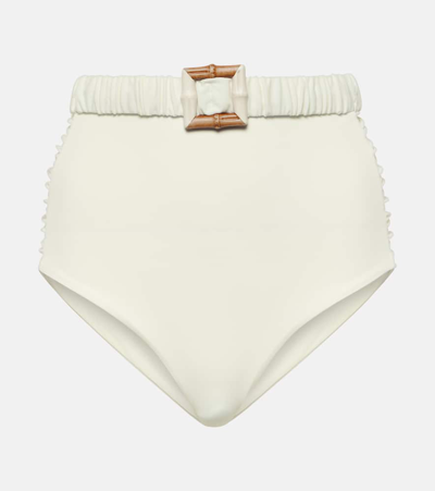 Shop Johanna Ortiz High-rise Bikini Bottoms In Beige