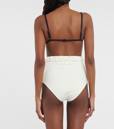 Shop Johanna Ortiz High-rise Bikini Bottoms In Beige