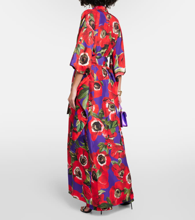 Dolce & Gabbana Floral Silk Robe In Multicoloured