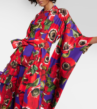 Dolce & Gabbana Floral Silk Robe In Multicoloured