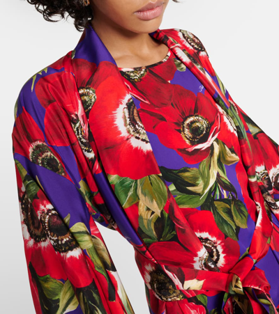 Dolce & Gabbana Floral Silk Robe In Multicoloured