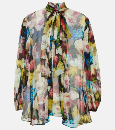 Shop Dolce & Gabbana Floral Silk Chiffon Blouse In Multicoloured