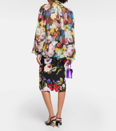 Shop Dolce & Gabbana Floral Silk Chiffon Blouse In Multicoloured