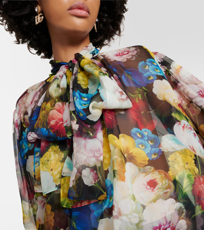 Shop Dolce & Gabbana Floral Silk Chiffon Blouse In Multicoloured