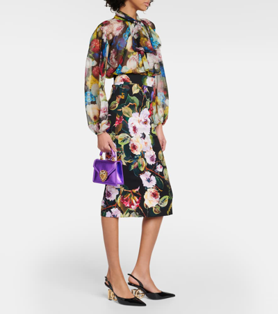 Shop Dolce & Gabbana Floral Silk Chiffon Blouse In Multicoloured