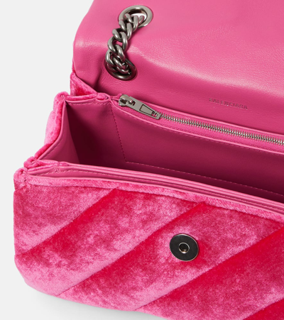 Shop Balenciaga Crush Small Velvet Shoulder Bag In Pink