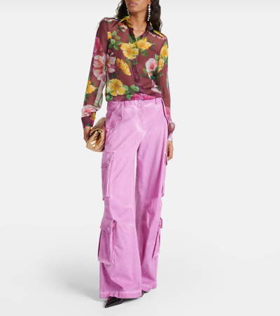 Shop Dolce & Gabbana Printed Silk Chiffon Blouse In Multicoloured