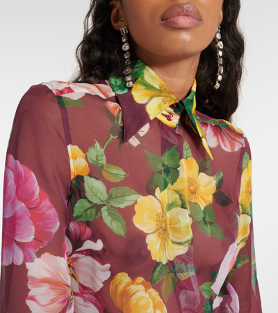 Shop Dolce & Gabbana Printed Silk Chiffon Blouse In Multicoloured