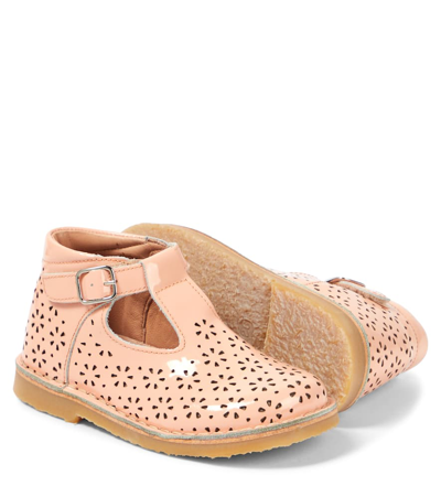 Shop Petit Nord T-bar Flower Patent Leather Loafers In Pink