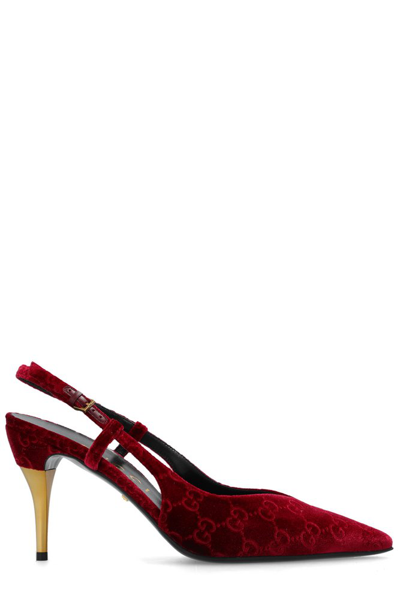 Shop Gucci Purple  Gg Supreme Pointed Toe Pumps In Red