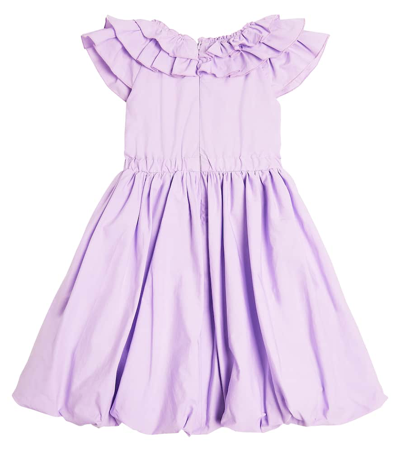 Shop Monnalisa Ruffle-trimmed Cotton Dress In Purple