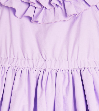 Shop Monnalisa Ruffle-trimmed Cotton Dress In Purple