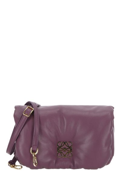 Shop Loewe Mini Puffer Goya Shoulder Bag In Purple