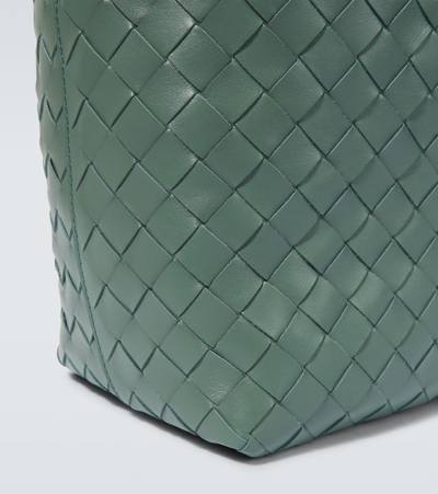 Shop Bottega Veneta Small Intrecciato Leather Tote Bag In Green