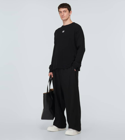 Shop Loewe Anagram Cotton-blend Sweatshirt In Black
