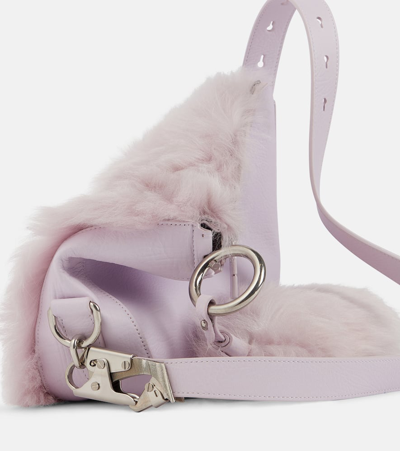Shop Burberry Knight Small Leather Crossbody Bag In Purple