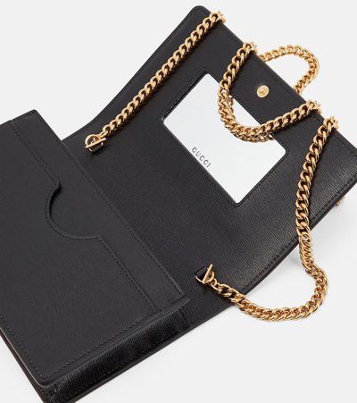 Gucci Script Leather Wallet On Chain In Black