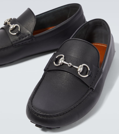 Gucci Horsebit Leather Driving Shoes In Black