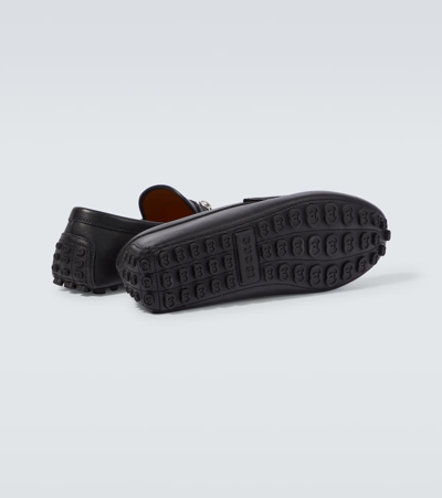 Gucci Horsebit Leather Driving Shoes In Black