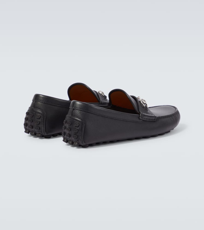 Gucci Horsebit Leather Driving Shoes In Black
