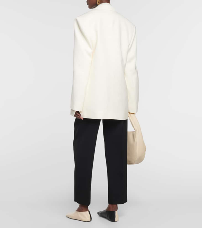 Shop Jil Sander Oversized Silk-blend Blazer In White