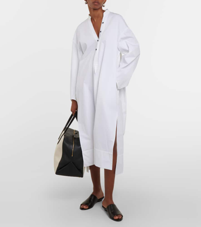 Khaite Maeve Weekender Large Leather And Canvas Tote In Neutrals