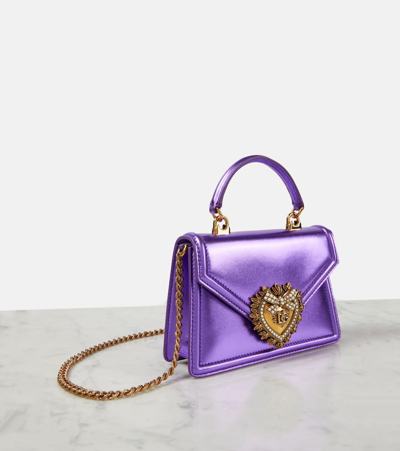 Shop Dolce & Gabbana Devotion Small Leather Tote Bag In Purple