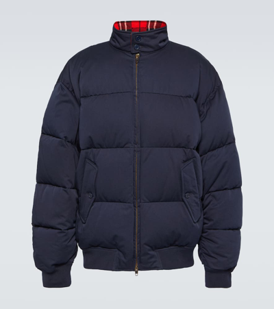 Shop Balenciaga Cut-up Harrington Twill Down Jacket In Blue