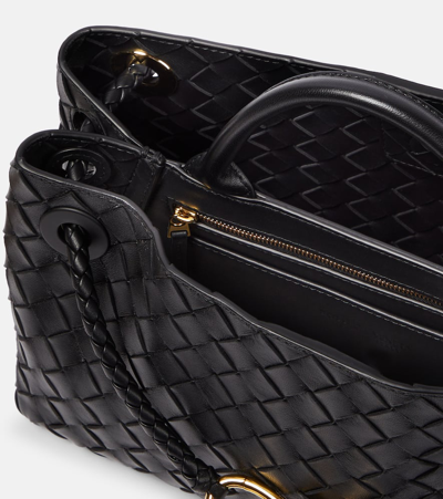 Shop Bottega Veneta East-west Andiamo Intrecciato Leather Tote Bag In Black