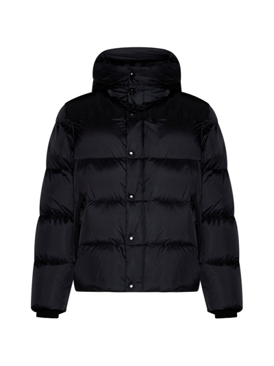 Shop Burberry Logo Patch Hooded Coat In Black