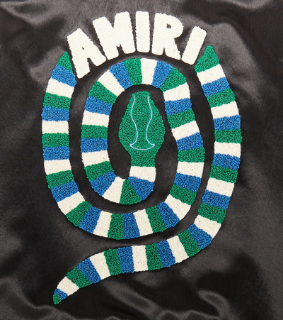 Shop Amiri Snake Embroidered Bomber Jacket In Black