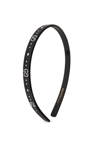 Shop Gucci Gg Embellished Hairband In Black