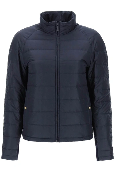 Shop Thom Browne Quilted Puffer Jacket With 4 Bar Insert In Blue